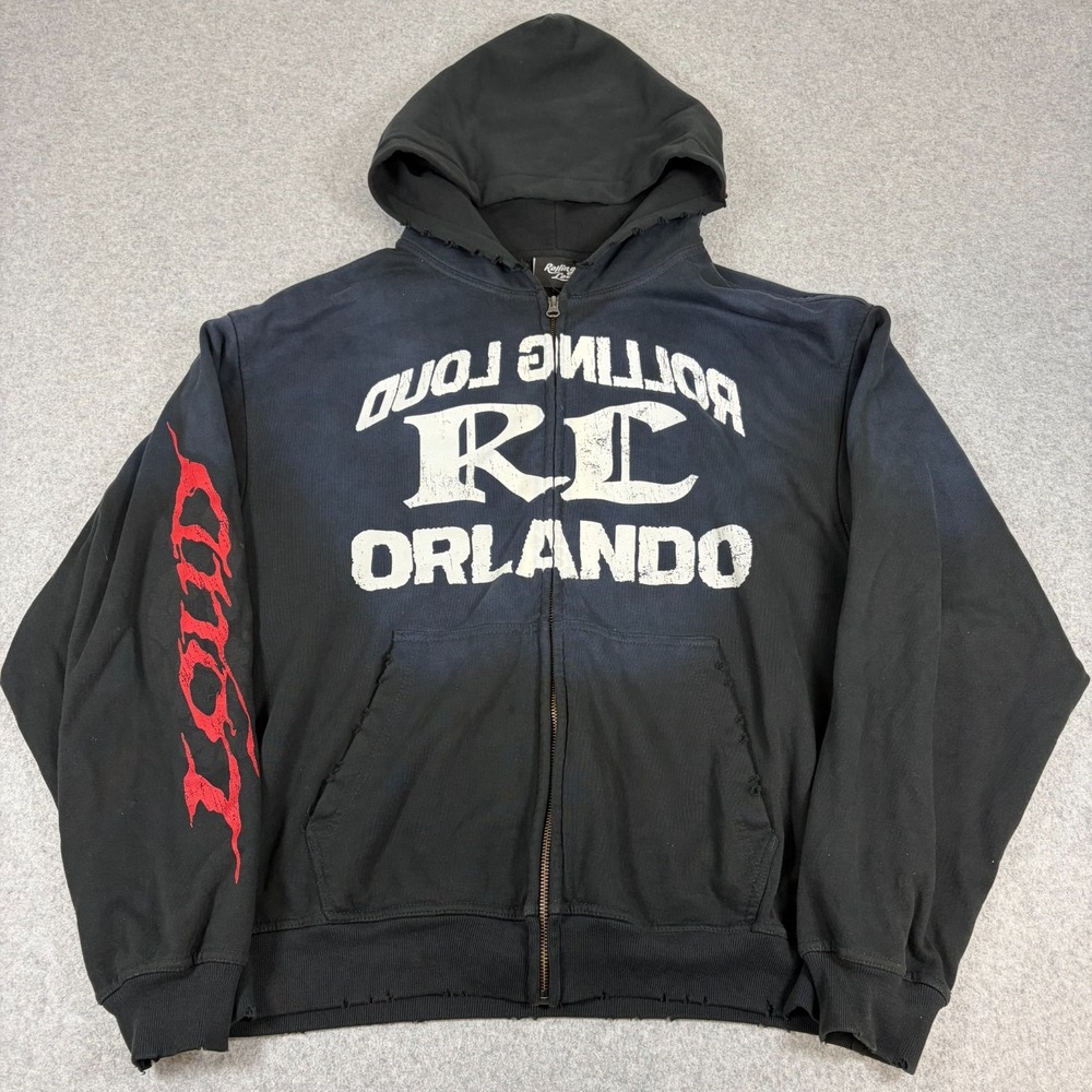 Rolling Loud Orlando Hoodie Mens Medium Black Blue Skulls Smoke Playboi Don